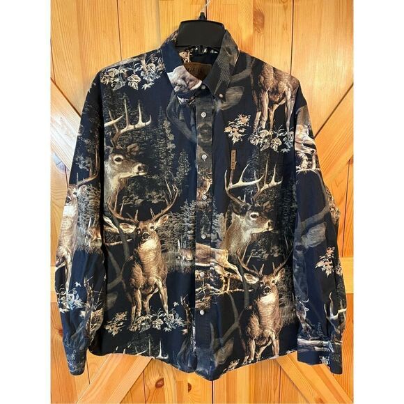 Magellan Button Front Long Sleeve Shirt Size XL Deer Print (3164) - Picture 1 of 5